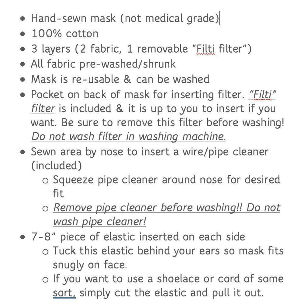 2/$15 - Purple & White African Wax Face Mask, Filti Filter‎ - Picture 7 of 13